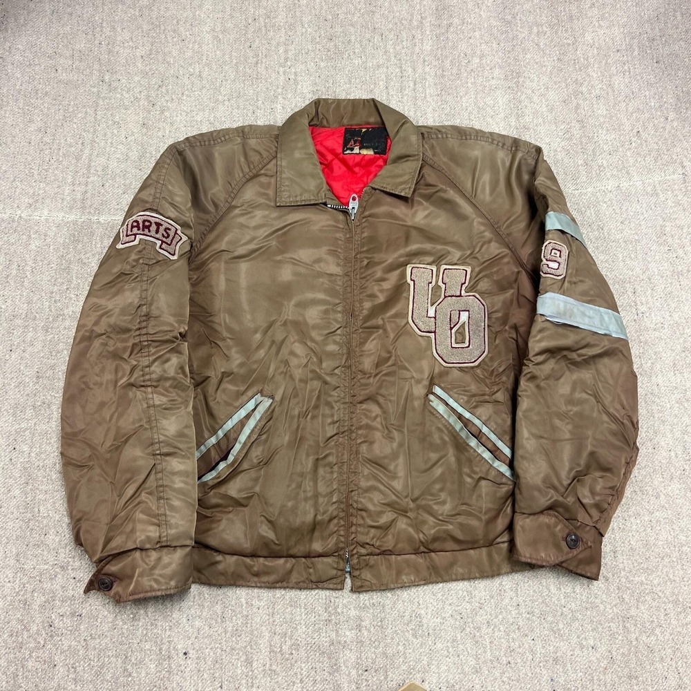 Vintage University Of Ottawa Varsity Jacket Mens Large Brown 1960s Arts